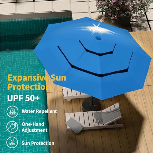 10ft 3 Tier Patio Umbrella with Solar Lights
