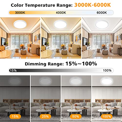 Dimmable LED Flush Mount Ceiling Light with Remote Control