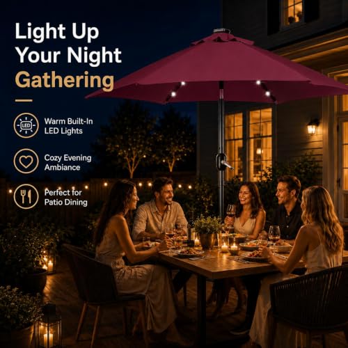 7.5FT Solar Patio Umbrella w