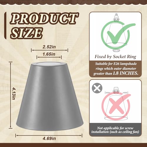 4 Pcs Gray Cone Industrial Replacement Lamp Shades (4 Count)