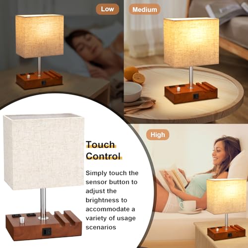 Brown Wood Grain Bedside Lamp