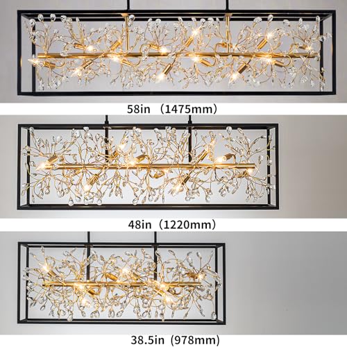 Modern Black and Gold Rectangle Crystal Chandeliers for Dining Room (8 Count)