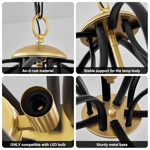 Modern Black and Gold Chandelier for Dining Room