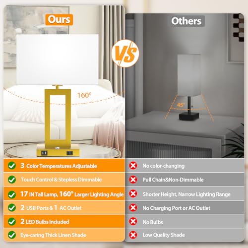 3 Color Temperatures Touch Control Table Lamps Set of 2 (2 Count)