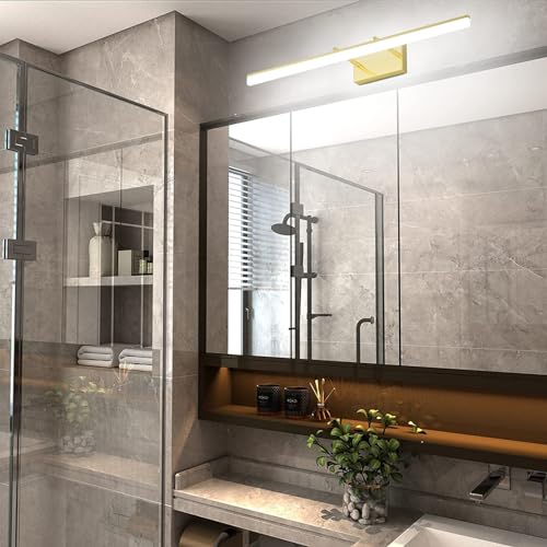 31.5inch Brushed Brass Bathroom Vanity Light Fixtures Modern LED Light Fixtures Gold Vanity Lighing for Bathroom Wall Fixtures 5500K