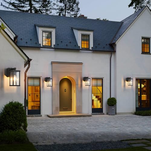 Porch Lights with GFCI Outlets Dusk to Dawn Outdoor Wall Lights Waterproof Exterior Lighting Fixtures Modern Outside Lights Wall Mount for House Patio Garage