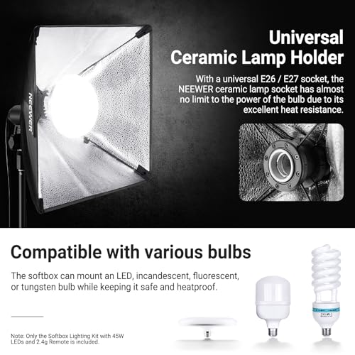 24"x24" 450W Equivalent Softbox Lighting Kit w Tripod Stand