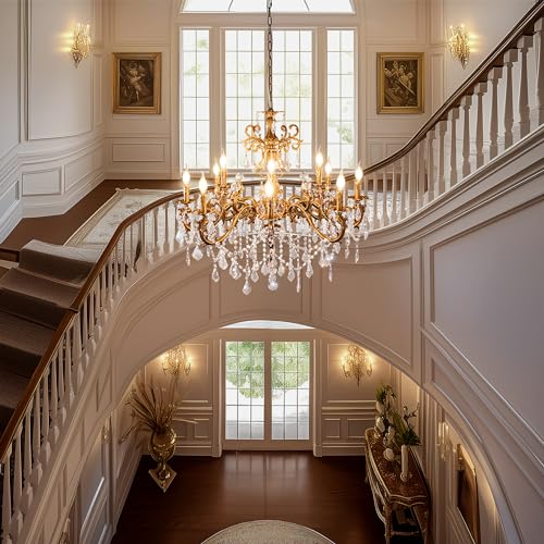 Crystal Chandeliers 35.9" Vintage Antique Bronze Chandelier