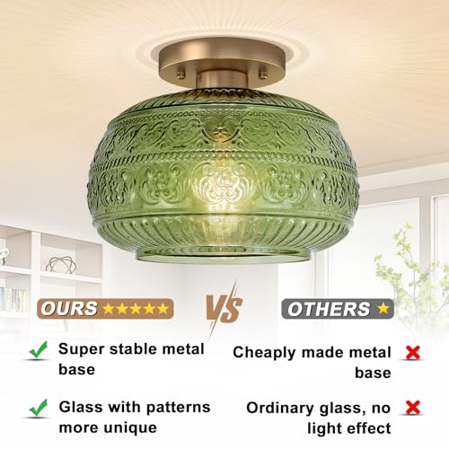11"Vintage Glod Semi Flush Mount Ceiling light