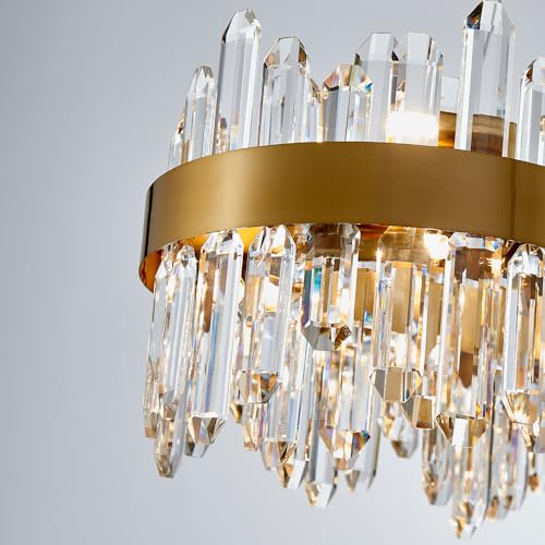 Gold Oval Crystal Chandelier L35.4 inch