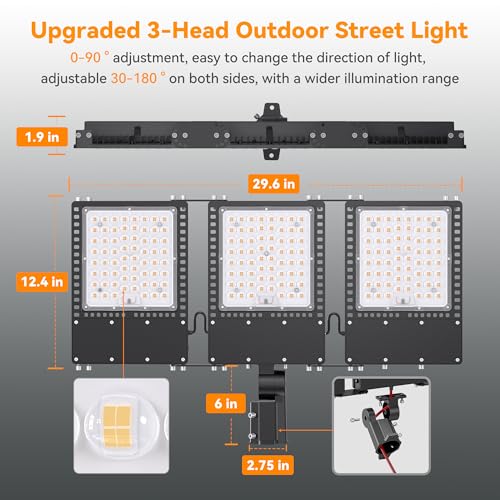 2025 New Upgraded 600W Dusk to Dawn LED Parking Lot Light 90000lm 5000K (3 Count)
