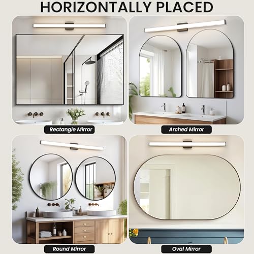 Modern LED Bathroom Vanity Light 48 inch 32W Dimmable 3CCT Bathroom Light Fixture Over Mirror Rectangle Bath Vanity Light Bar with Double Layer Acrylic Shade (48 inch(es))