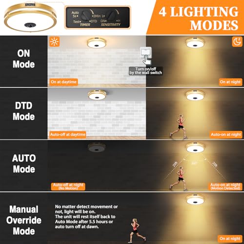 2 Pack 12" LED Motion Sensor Outdoor Ceiling Light (2 Count)