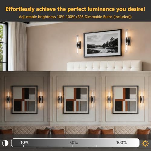 Bathroom Wall Sconce 22.8in Black Sconce Hardwired Vantiy Light