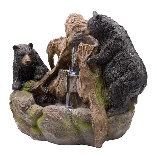 GXT252 24" Outdoor Floor Bears Climbing Fountain with LED Lights