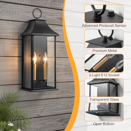 20.6" Large Dusk to Dawn Outdoor Wall Light