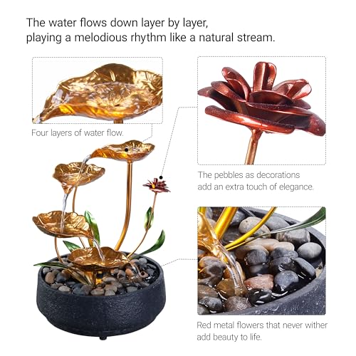 Tabletop Water Fountain Metal Lotus Circulating Fountain