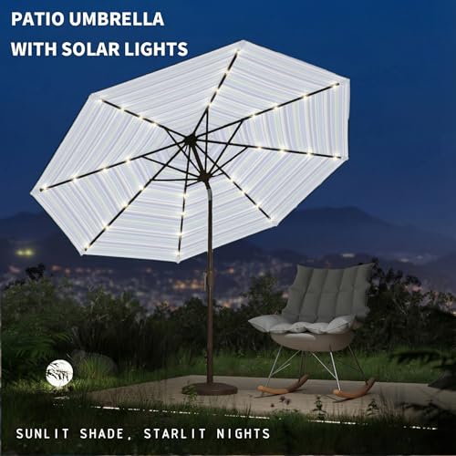 9FT Patio Umbrella with Solar Lights