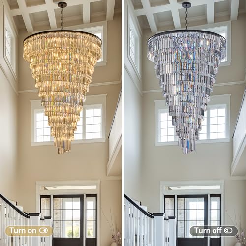 48 Inch Gold Crystal Tube Spiral Chandelier