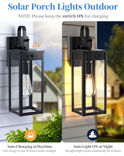 17" Solar Porch Lights Outdoor (2 Count)