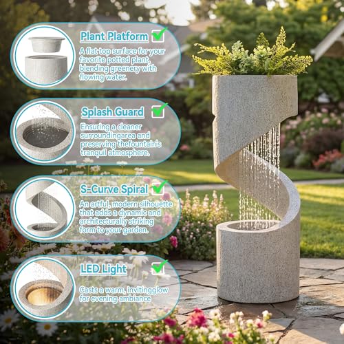 Outdoor Water Fountain with LED Light