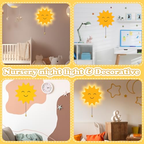 Kids Wall Sun Lamp Night Light Floating Battery Operated Hanging