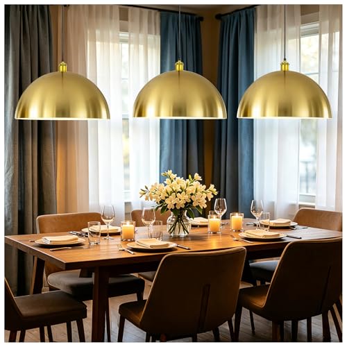 Large Brushed Gold Pendant Light