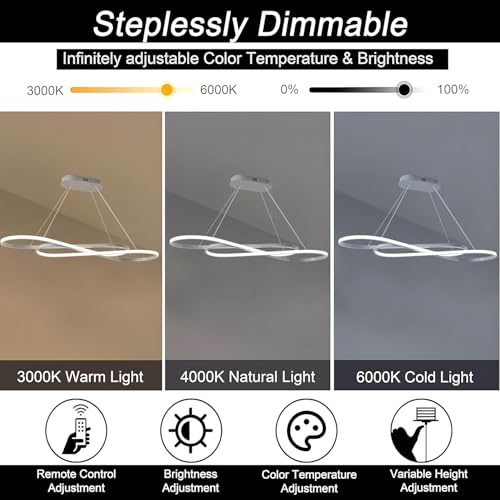 Dimmable Adjustable LED Pendant Chandelier 3000K