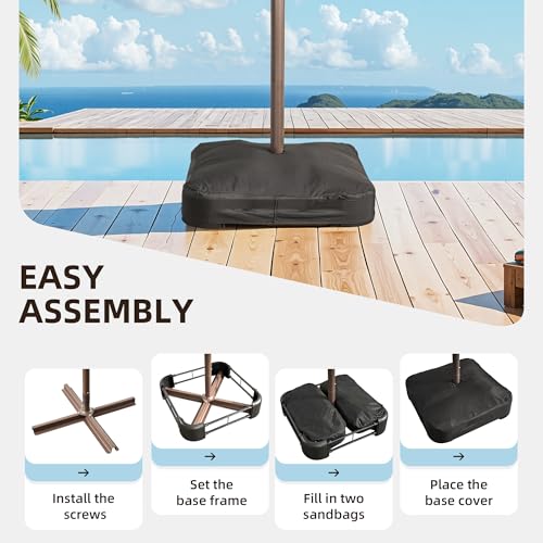 15Ft Patio Umbrella With Multicolor Solar Light