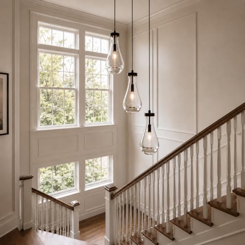 Modern Teardrop Crystal Pendant Light (Black / 3-Light)
