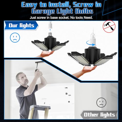 Garage Light Super Brighter 15000LM Garage Light Bulb 150 Watt Equivalent Screw into E26 Socket w
