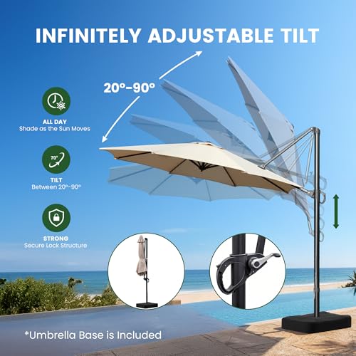 10FT Cantilever Offset Outdoor Patio Umbrella with Base Included