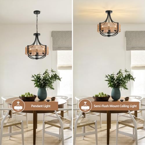 16.5" Rattan Chandelier