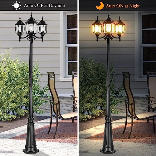 Dusk to Dawn Outdoor Lamp Post Light with GFCI Outlet