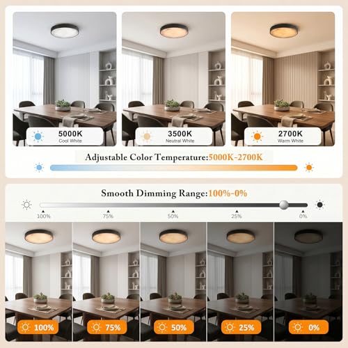 16 Inch Alabaster Flush Mount Ceiling Light with Remote