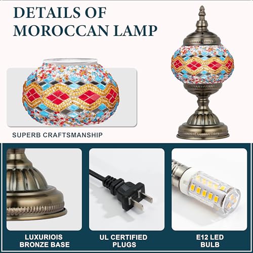Turkish Mosaic Lamp Stained Glass Table Lamp with Tiffany Style