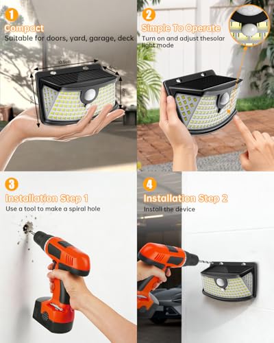 Solar Motion Sensor Lights Outdoor 120 LEDs