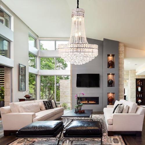 Modern Crystal Chandelier Chrome Empire Hanging Chandelier