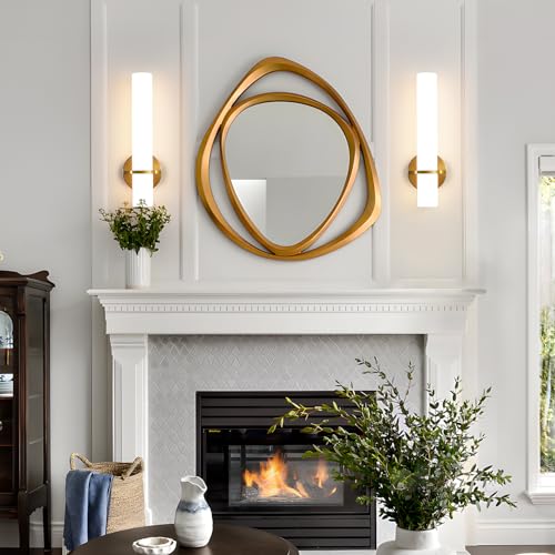 Wall Sconces 15 inch Gold Wall Sconces Set of Two Modern Bathroom Sconce 15W Dimmable LED Wall Sconce Light with Acrylic Lampshade