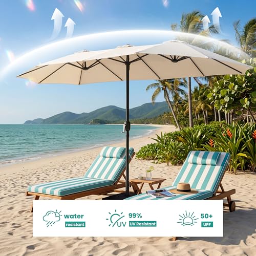 15FT Large Double Sided Patio Umbrella with Base Included
