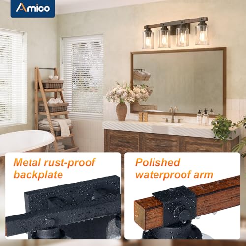 4 Light Farmhouse Bathroom Vanity Light
