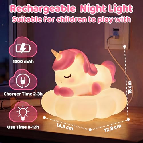 Huggwaii Squishy Cloud Unicorn Night Light for Kids