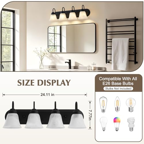 4 Light Bathroom Light Fixtures Over Mirror