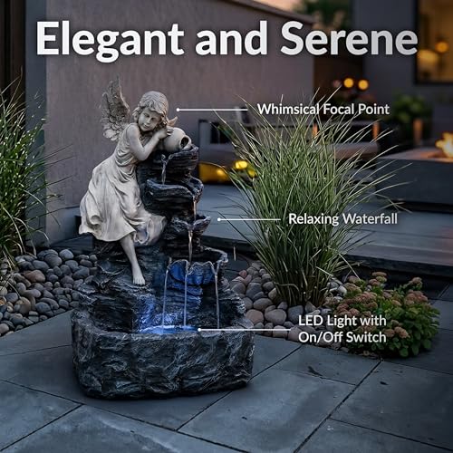 Sunnydaze 29" Angel Falls Solar Water Fountain with LED Lights