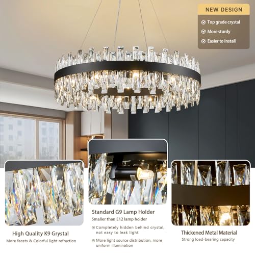 Modern Black Crystal Chandelier Lights