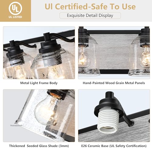 6 Light Bathroom Vanity Lights Large 40"with Bubble Glass Shade
