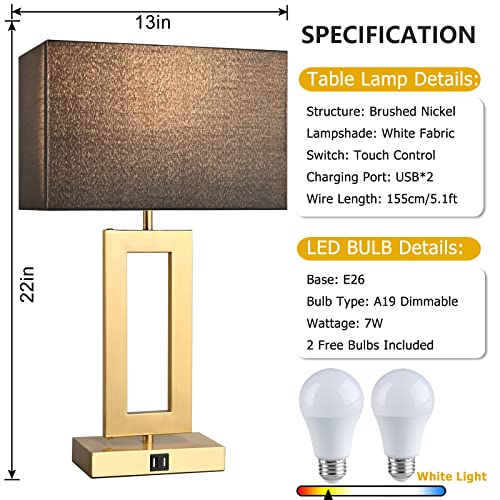 22'' Black&Gold Lamps for Bedrooms Set of 2 (2 Count)