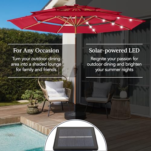 10ft 3 Tier Solar Patio Market Umbrella
