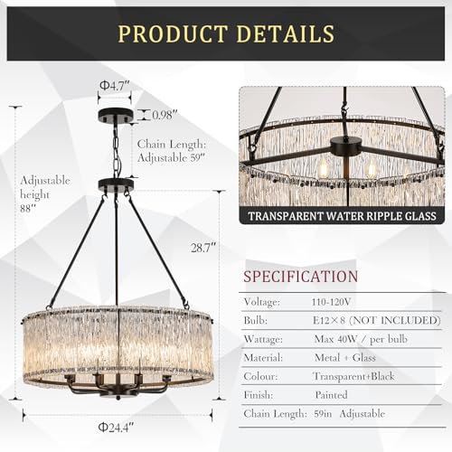 Modern 24.4" Crystal Glass Chandelier 8