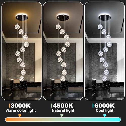 10 Light High Ceilings Long Chandeliers Modern Crystal Staircase Chandelier Hanging Flush Mount Lighting Fixtures Long Raindrop Hanging Chandeliers for Staircase (127 Count)